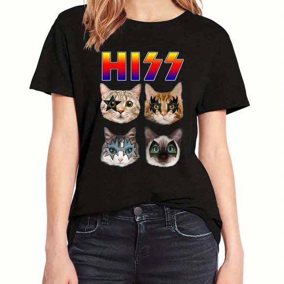 None Other - Graphic Tee, NWT, Funny Cat Hiss Print, UNISEX